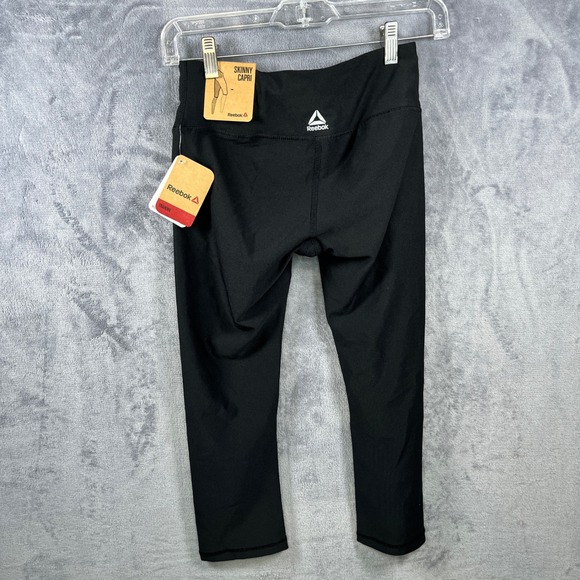 Reebok Capri Leggings Training Workout Skinny Cropped Black XS, NWT - Picture 2 of 6